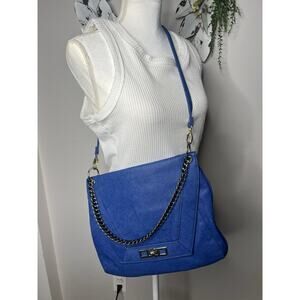 Olivia & Joy Purse Faux Leather Crossbody Royal Blue With Gold Tone Accents